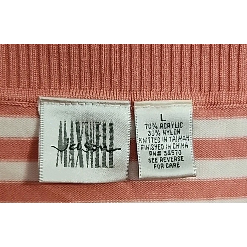 jason maxwell sweater L Pink White Stripe - Picture 2 of 4